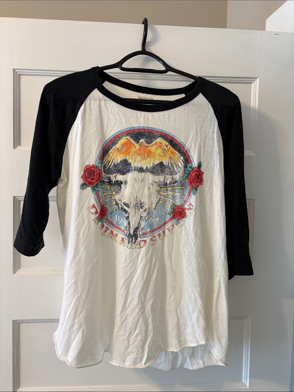 Black & White Raglan Graphic Long Sleeve Tee